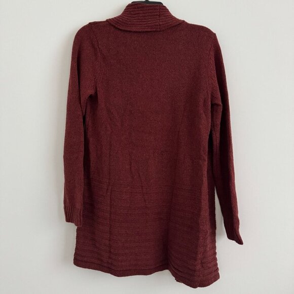 Fortune + Ivy Women Burgundy Open Front Knit Cardigan Sweater Size M - Picture 2 of 10